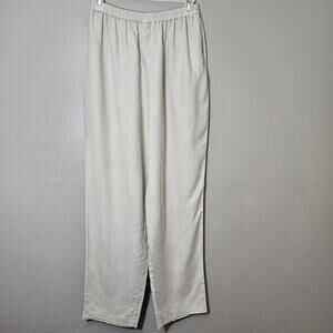 Vintage Kiko 100% Linen Pants Khaki Stretch Sm Lagenlook ArtTeacher Minimalist
